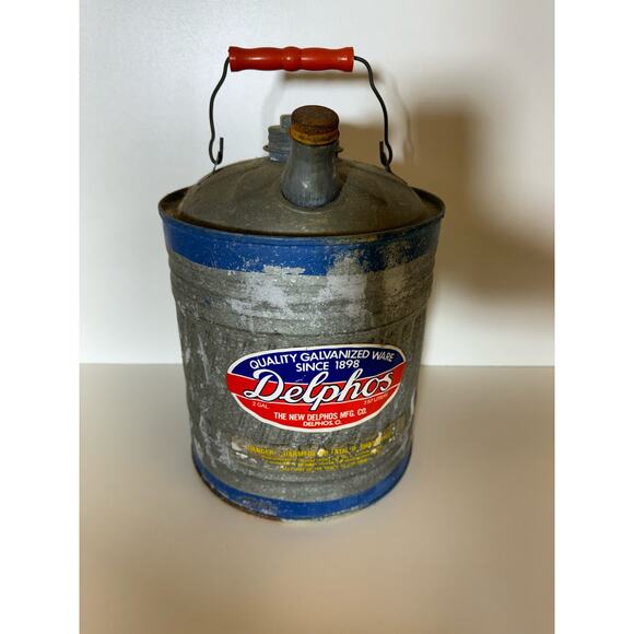 Vintage Delphos Galvanized Keeosene Can with Handle 5 Gallon - Picture 1 of 6